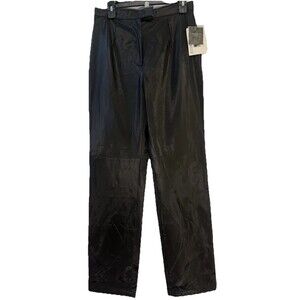 Colebrook & Co Women’s Black Faux Leather Coated Pants Size 10 NWT